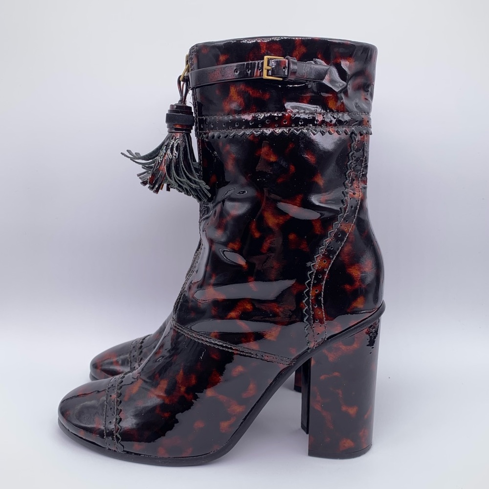 Tory Burch Huxley Tortoise Tassels Front Zipper Ankle Booties | Size: 9.5M - Picture 2 of 16